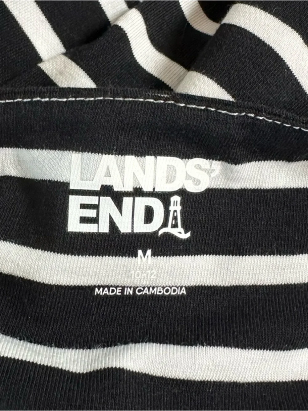 Lands’ End Black White Striped Keyhole High Halter Neck Maxi Dress Medium NWT - Picture 5 of 10